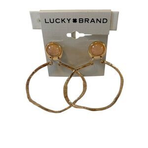 Gorgeous Stone Hammered Gold Toned Hoops.